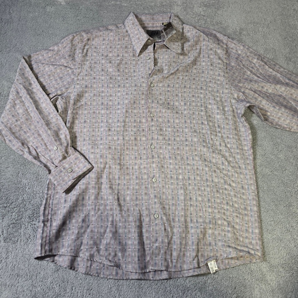 Jhane Barnes Mens Large Button Down Shirt Multi Textured Cotton JBI 910217